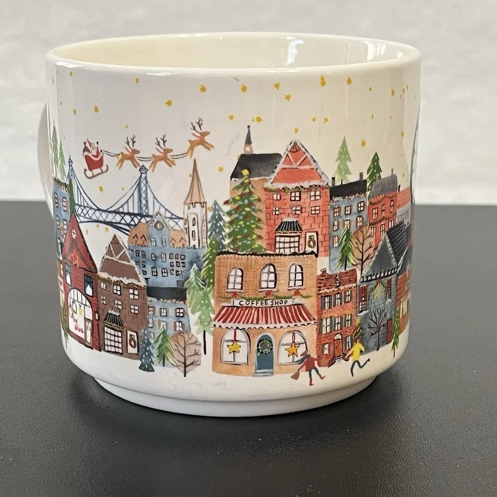 POTTERY BARN Christmas in the City Coffee Cup Mug